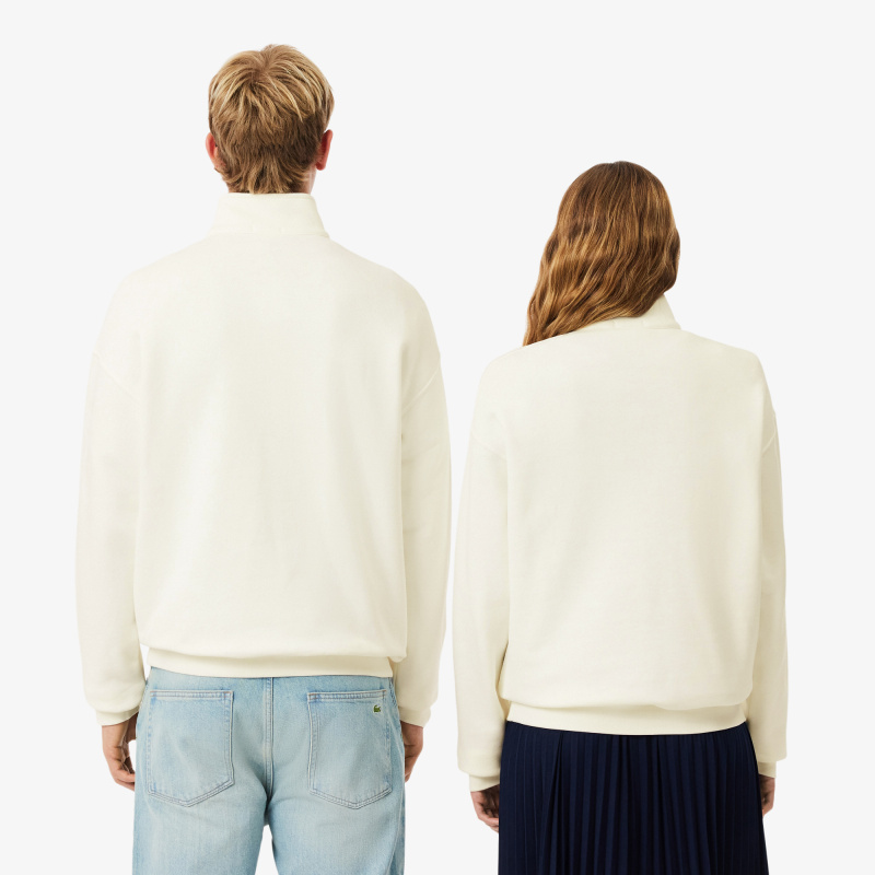 Хлопковый свитшот Lacoste Unisex Loose Fit из плотного флиса с застежкой-молнией на воротнике
