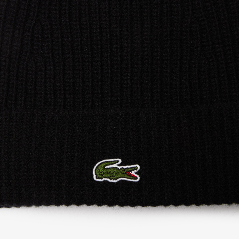 Вязаная шапка-бини Lacoste из шерсти