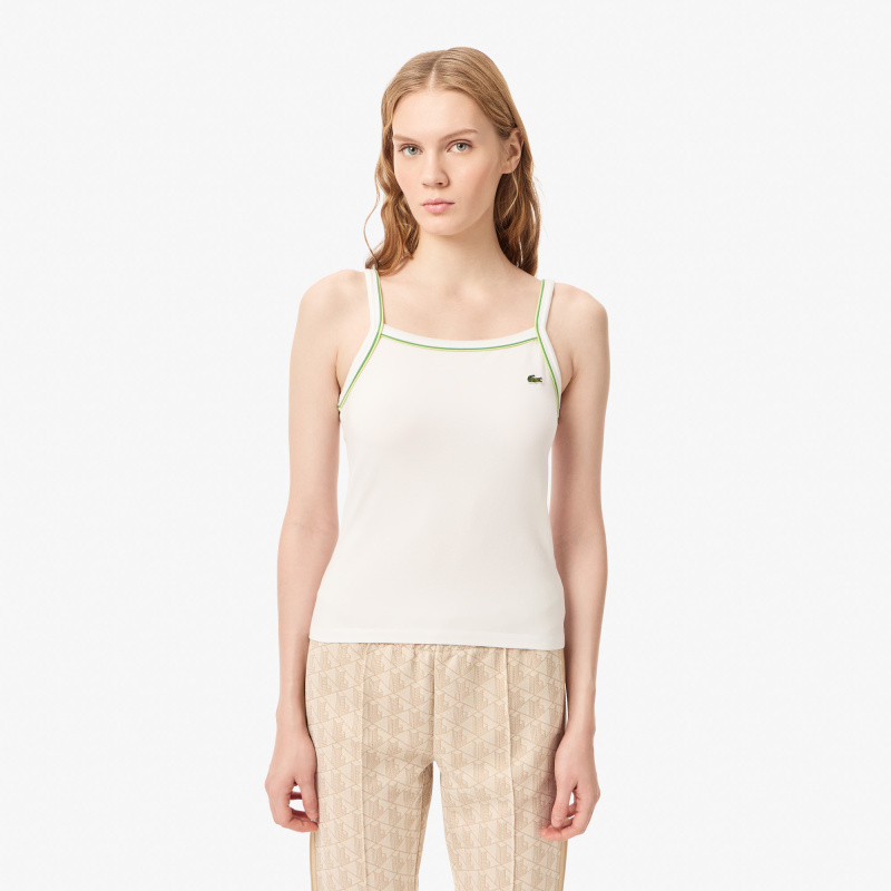 Женская хлопковая майка Lacoste с контрастными акцентами