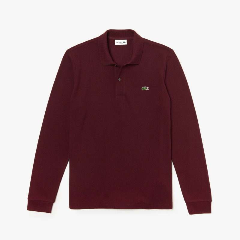 Мужское поло Lacoste L.12.21 классического кроя с длинным рукавом