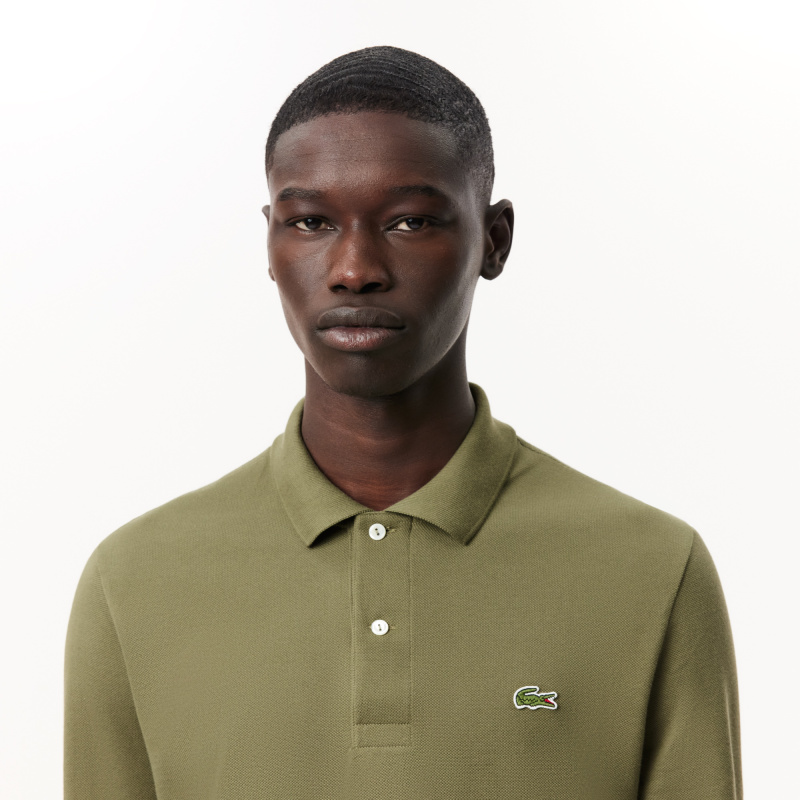 Мужское поло Lacoste L.13.12 классического кроя с длинным рукавом