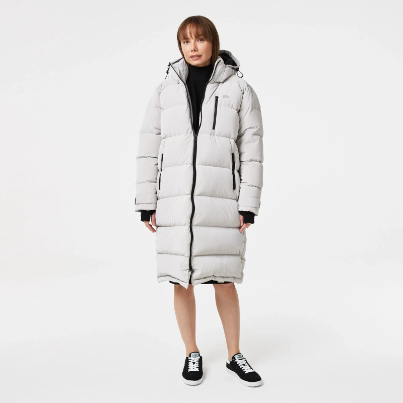 Женское стеганая куртка-пуховик Lacoste с капюшоном