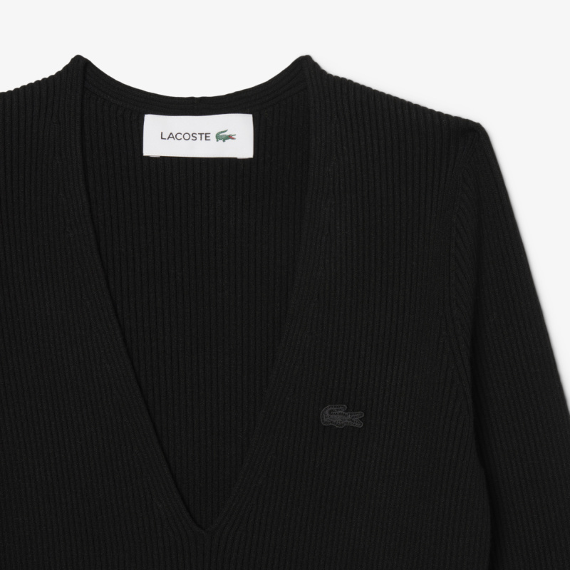 Длинное бесшовное платье Lacoste с боковым вырезом и длинным рукавом