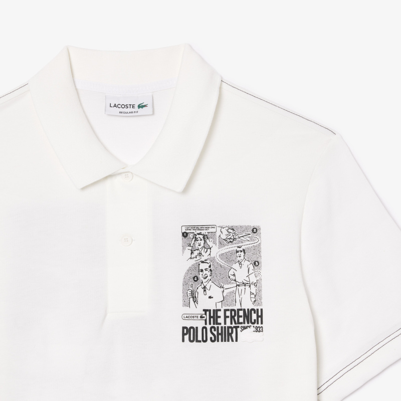 Мужское поло Lacoste с контрастным принтом