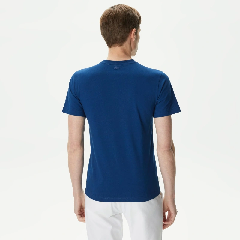 Мужская приталенная Футболка Lacoste с круглым вырезом