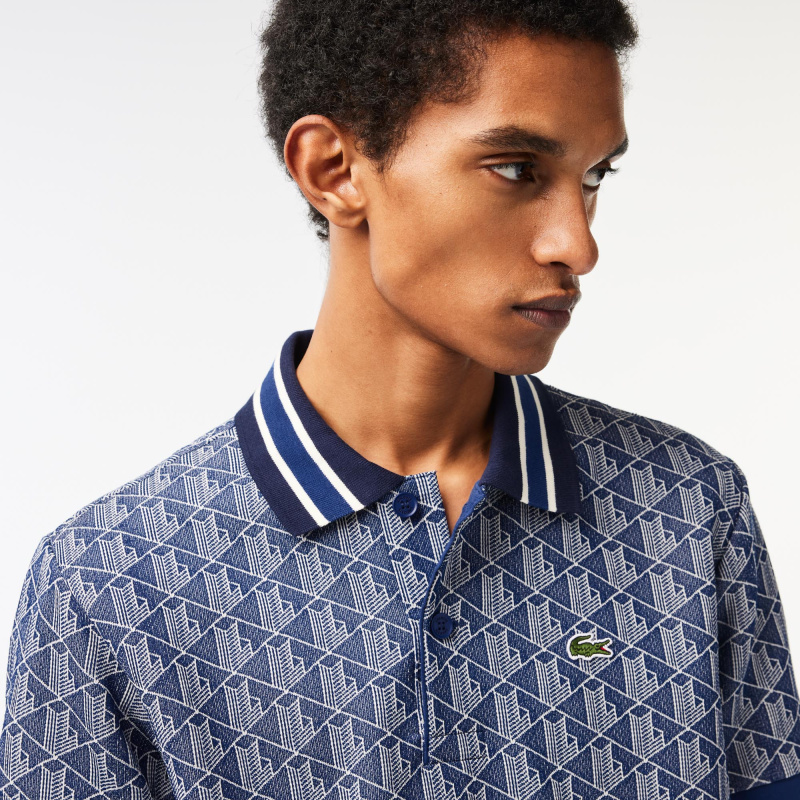 Мужское поло Lacoste классического кроя с монограммой