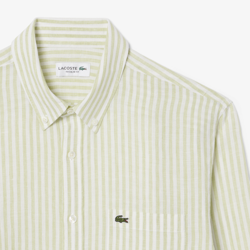 Мужская льняная рубашка Lacoste в полоску