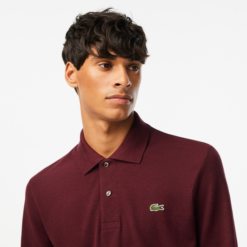 Мужское поло Lacoste L.12.21 классического кроя с длинным рукавом