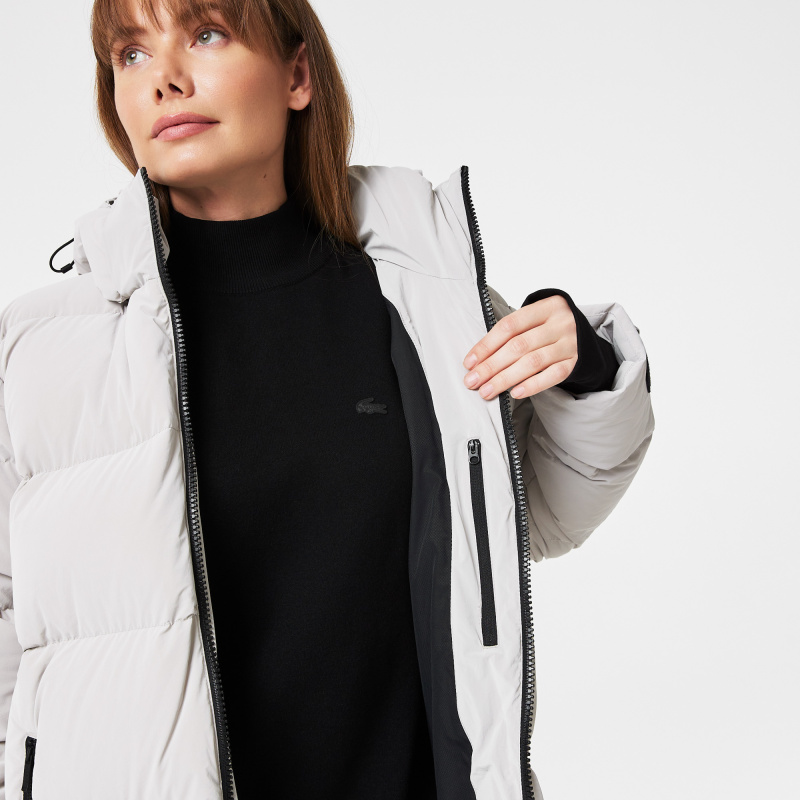 Женское стеганая куртка-пуховик Lacoste с капюшоном