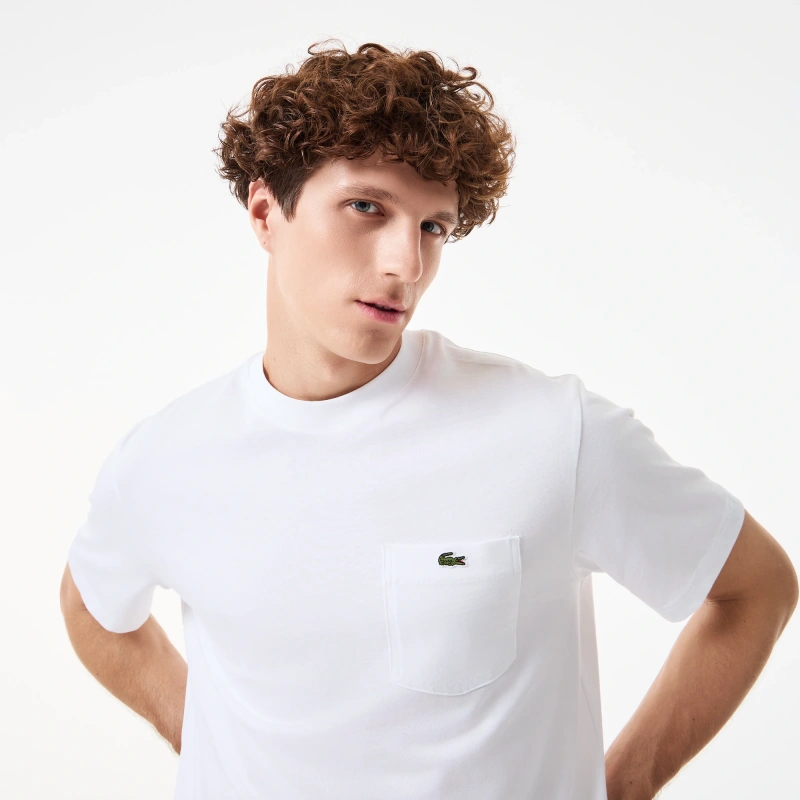 Мужская футболка Lacoste из хлопка с нагрудным карманом