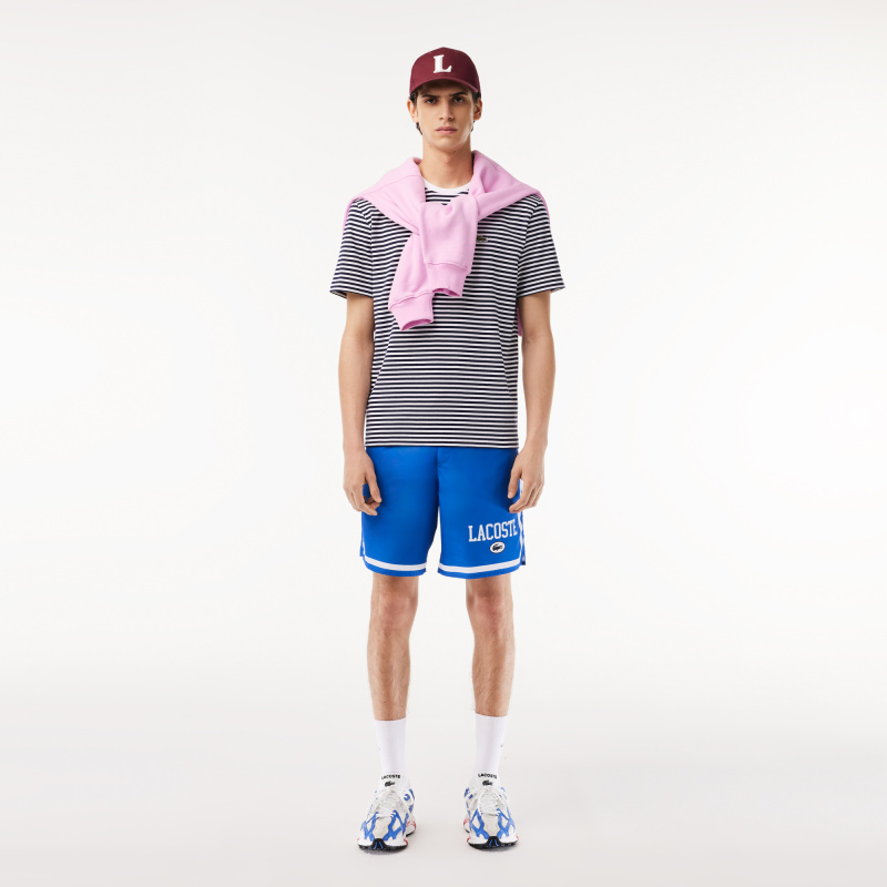 Мужская полосатая Футболка Lacoste из плотного хлопка