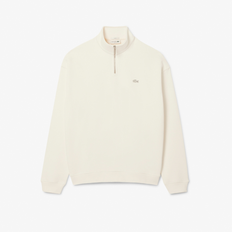 Хлопковый свитшот Lacoste Unisex Loose Fit из плотного флиса с застежкой-молнией на воротнике