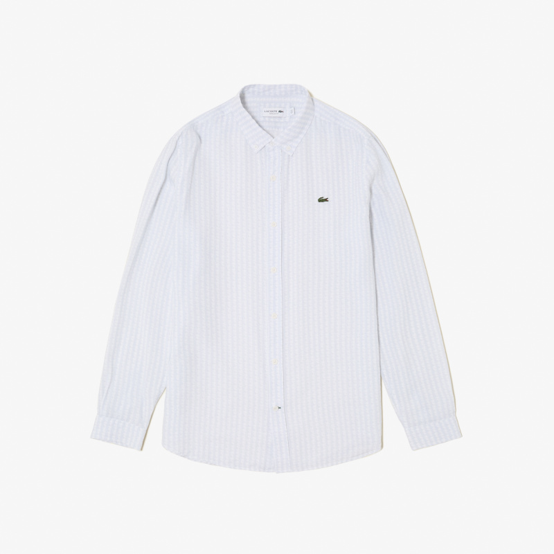 Мужская рубашка Lacoste с монограммой из смеси льна