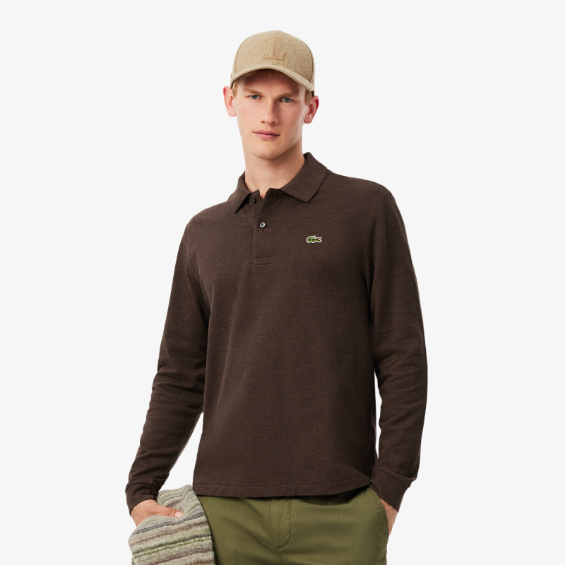 Мужское поло Lacoste L.12.21 классического кроя с длинным рукавом