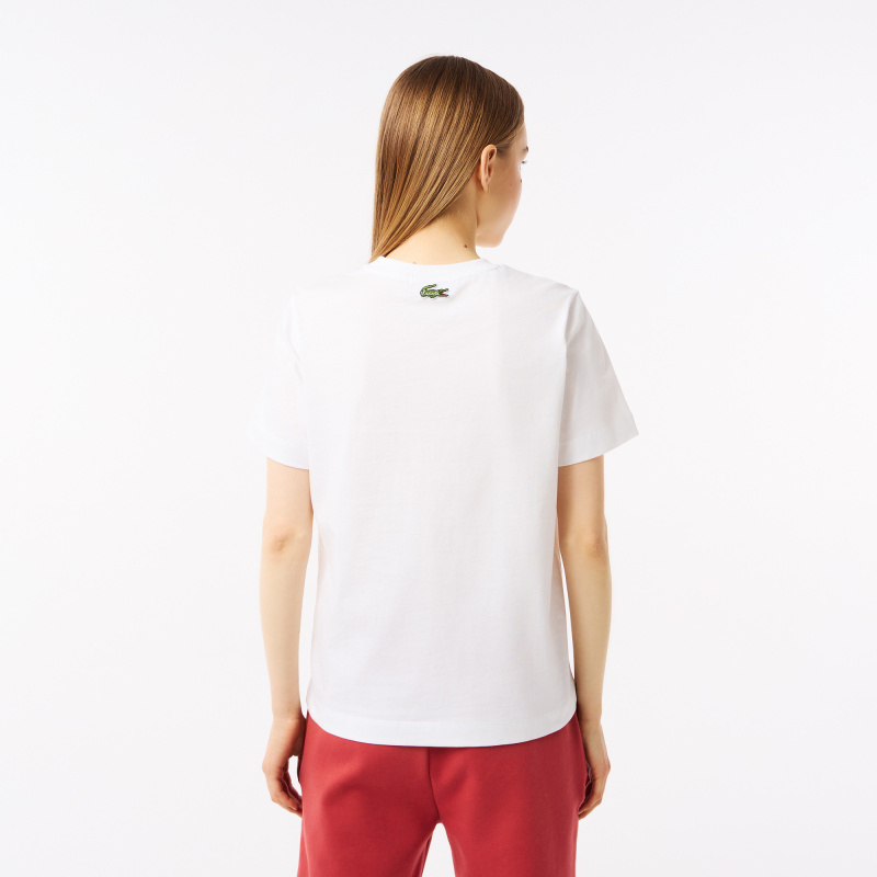 Женская хлопковая футболка Lacoste Do you speak