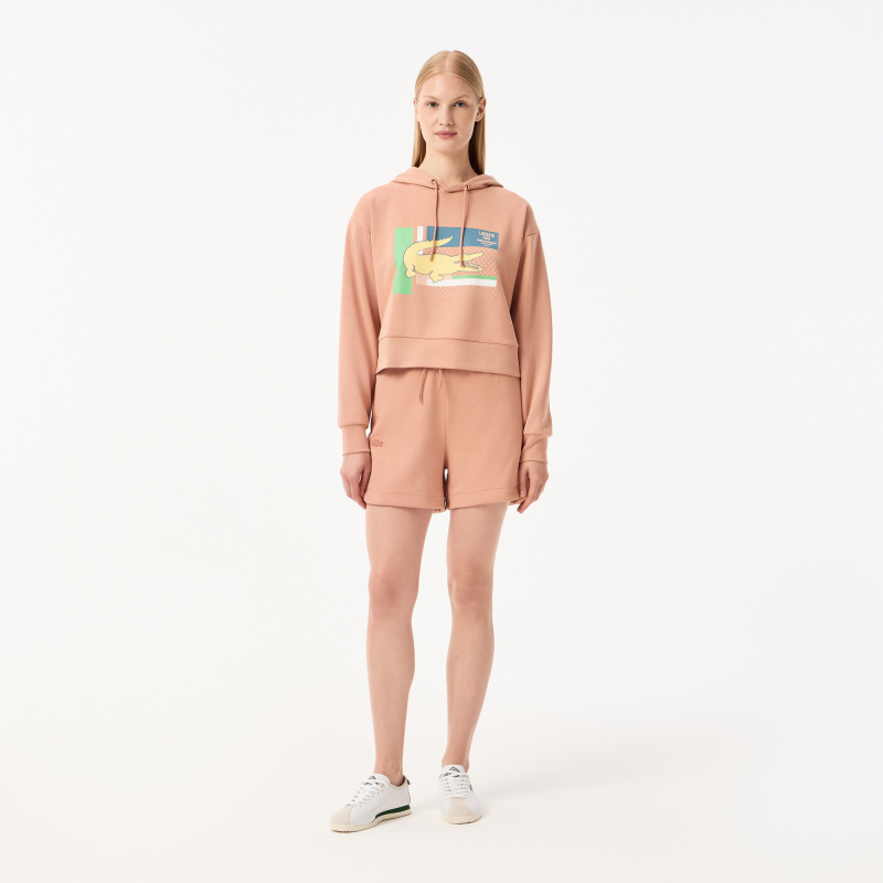 Женская короткая толстовка Lacoste с капюшоном