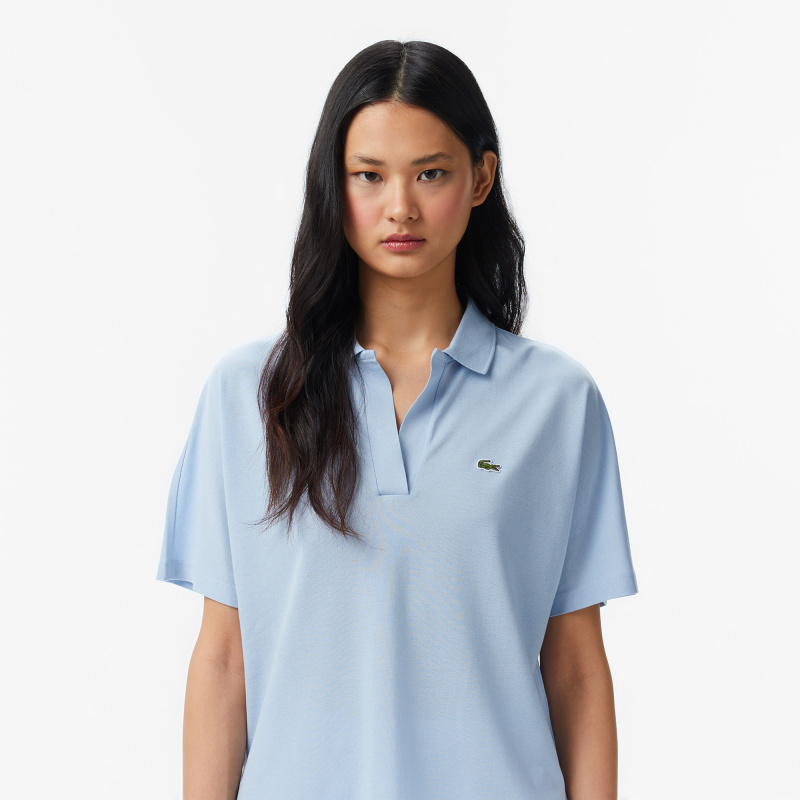 Женская рубашка-поло Lacoste из струящегося хлопка свободного кроя