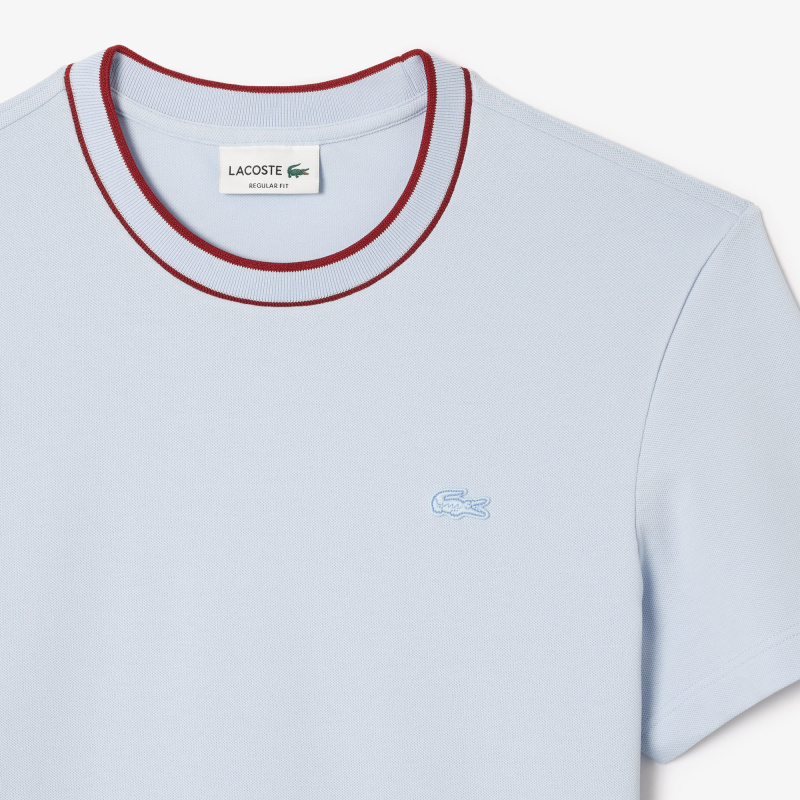 Мужская футболка Lacoste с воротником в полоску из эластичного хлопка