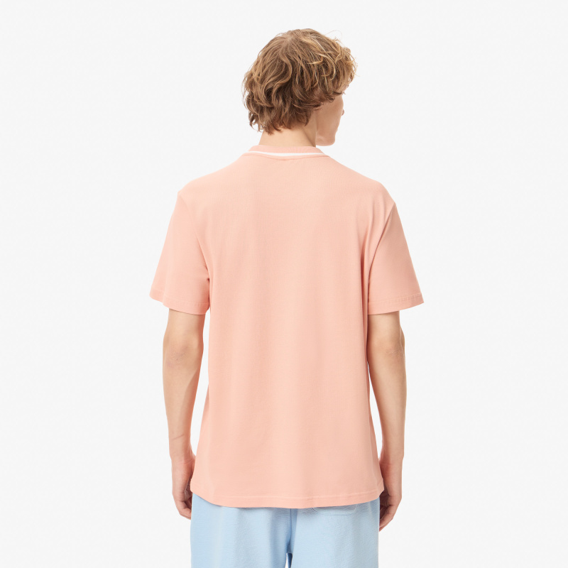 Мужская футболка Lacoste с воротником в полоску из эластичного хлопка