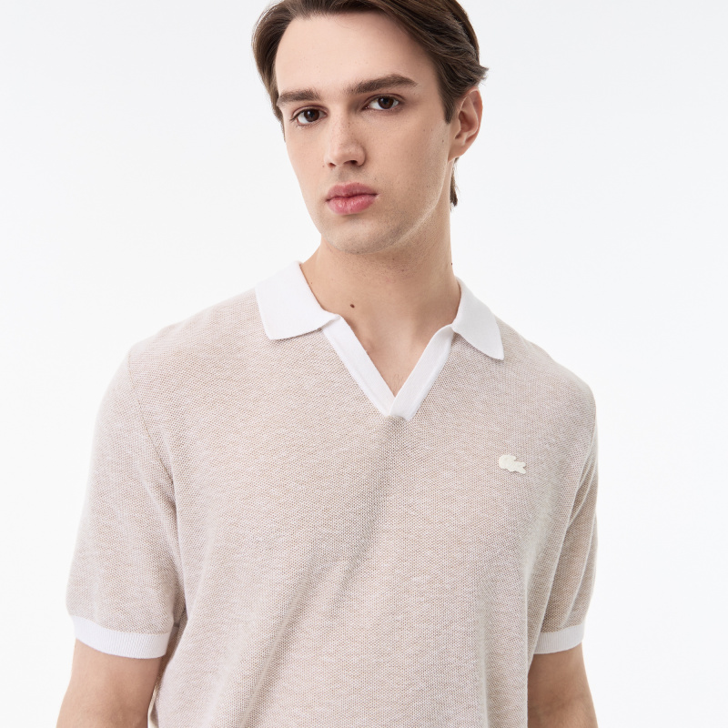 Мужское трикотажное поло Lacoste из смеси органического хлопка и льна