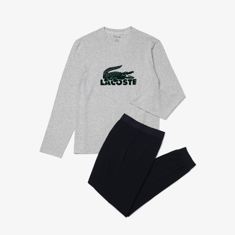 Мужская пижама Lacoste с логотипом (Футболка/ брюки)