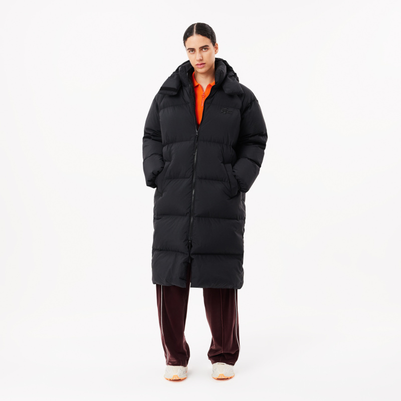 Женский длинный пуховик Lacoste с капюшоном
