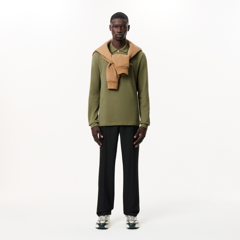 Мужское поло Lacoste L.13.12 классического кроя с длинным рукавом