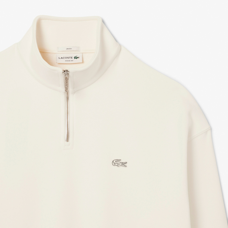 Хлопковый свитшот Lacoste Unisex Loose Fit из плотного флиса с застежкой-молнией на воротнике