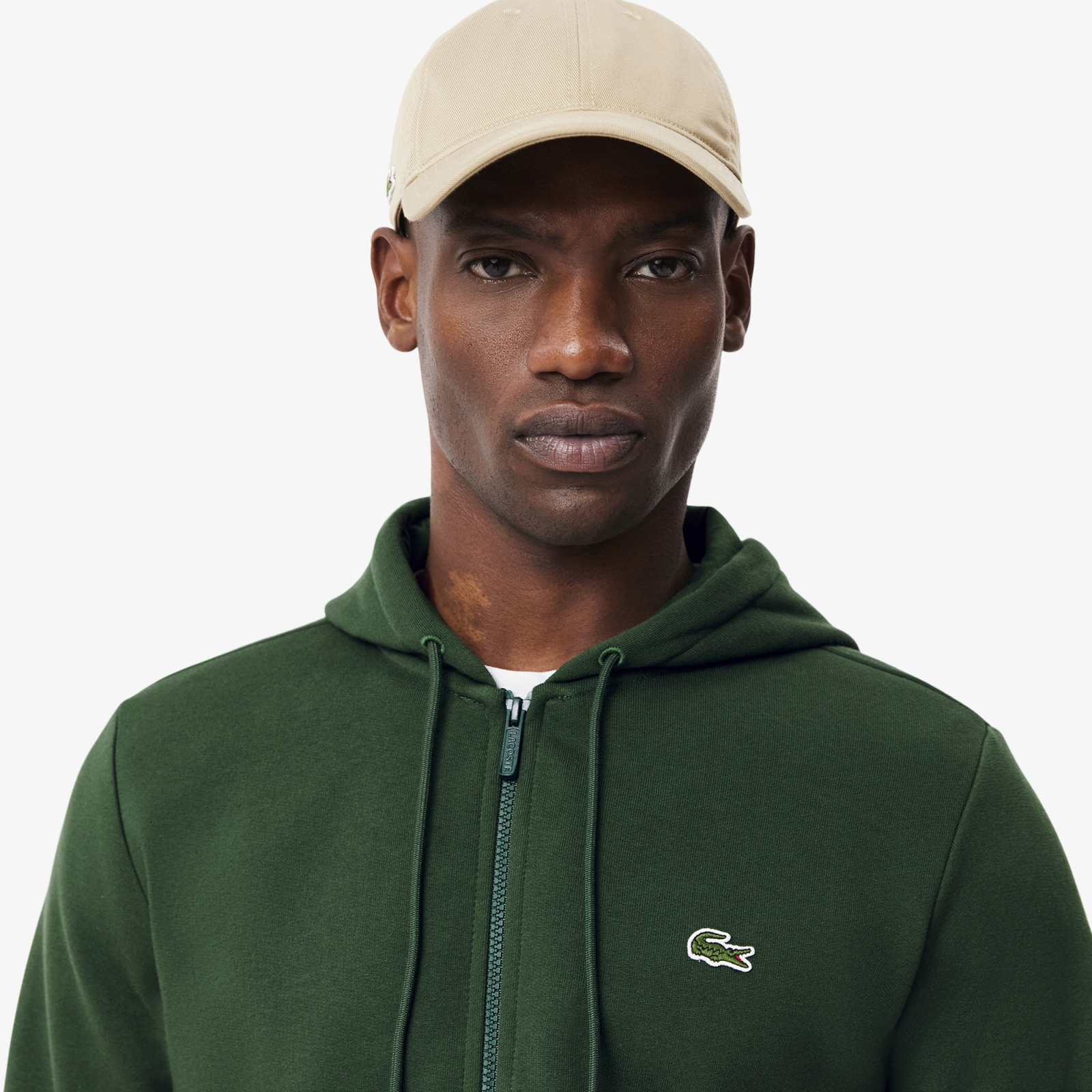 Мужская флисовая толстовка Lacoste на молнии, цвет – зелёный