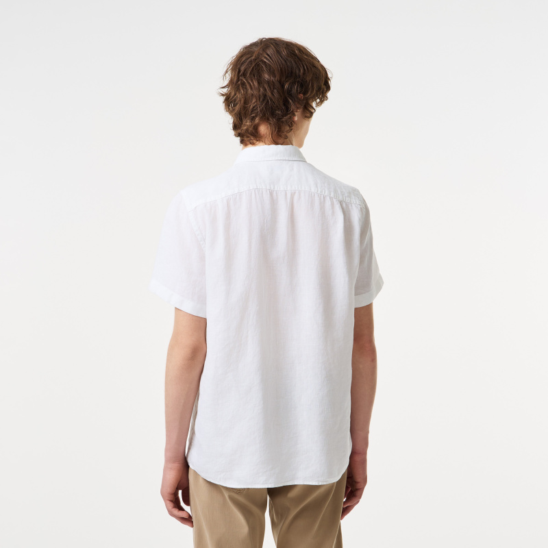 Мужская льняная рубашка Lacoste с коротким рукавом