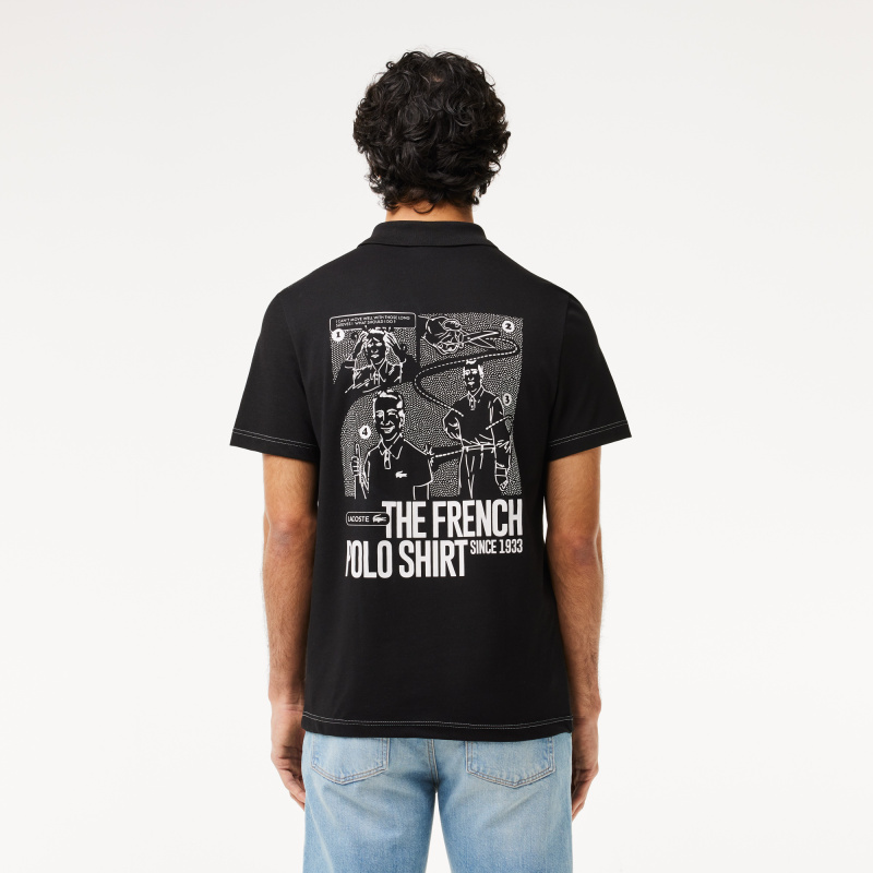 Мужское поло Lacoste с контрастным принтом