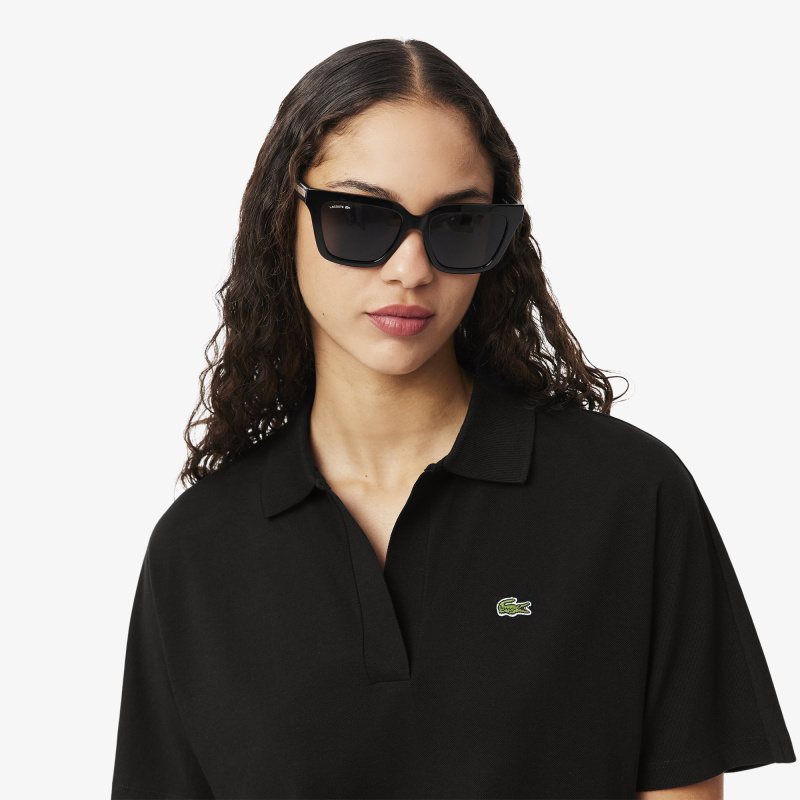 Женская рубашка-поло Lacoste из струящегося хлопка свободного кроя