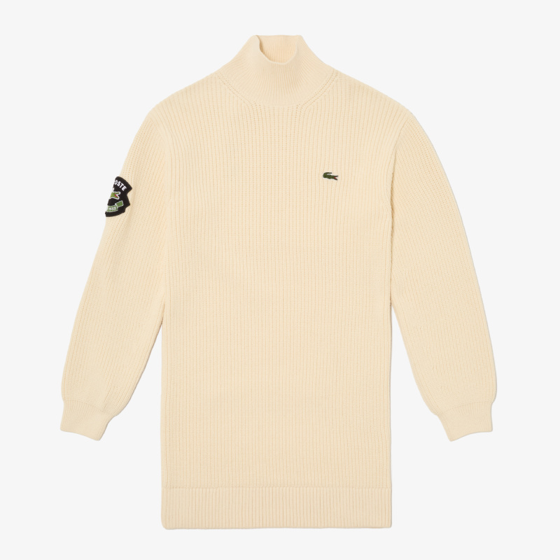 Женское трикотажное платье Lacoste с длинным рукавом и высоким воротом