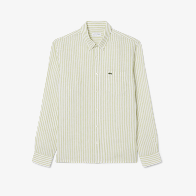 Мужская льняная рубашка Lacoste в полоску