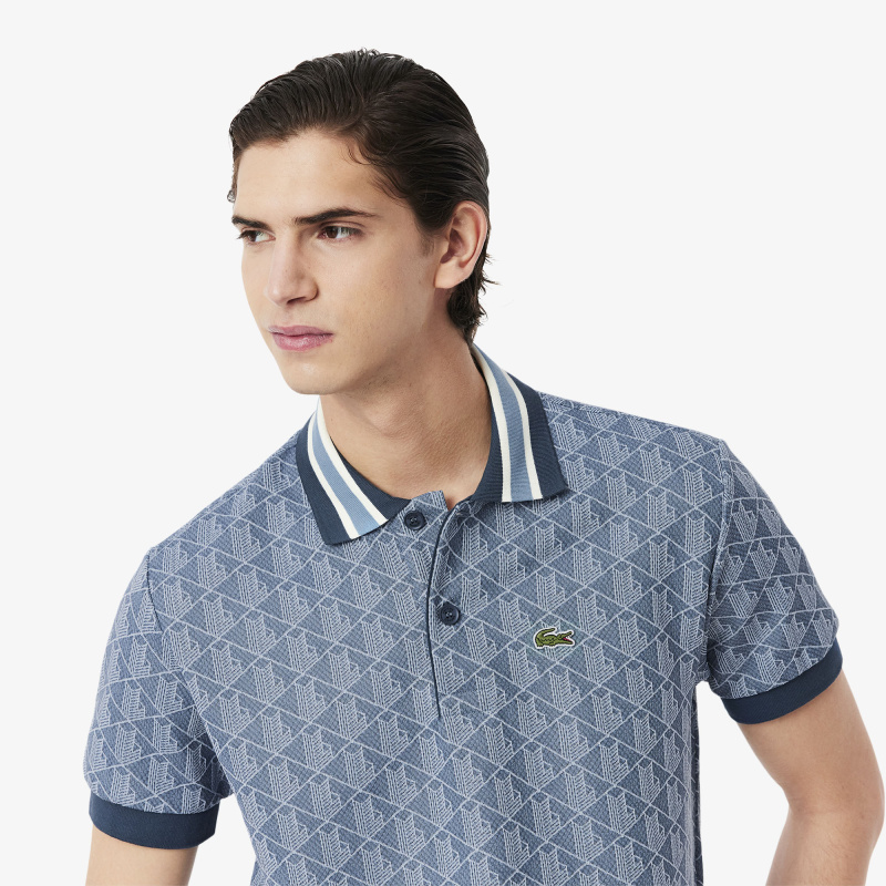 Мужское поло Lacoste классического кроя с монограммой