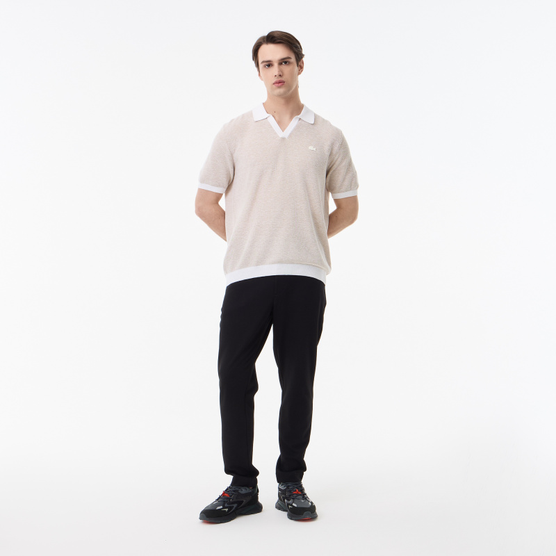 Мужское трикотажное поло Lacoste из смеси органического хлопка и льна