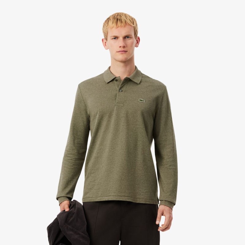 Мужское поло Lacoste L.12.21 классического кроя с длинным рукавом