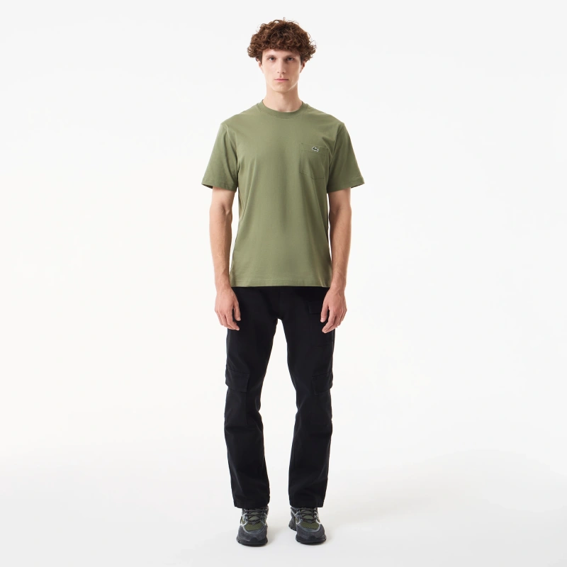 Мужская футболка Lacoste из хлопка с нагрудным карманом