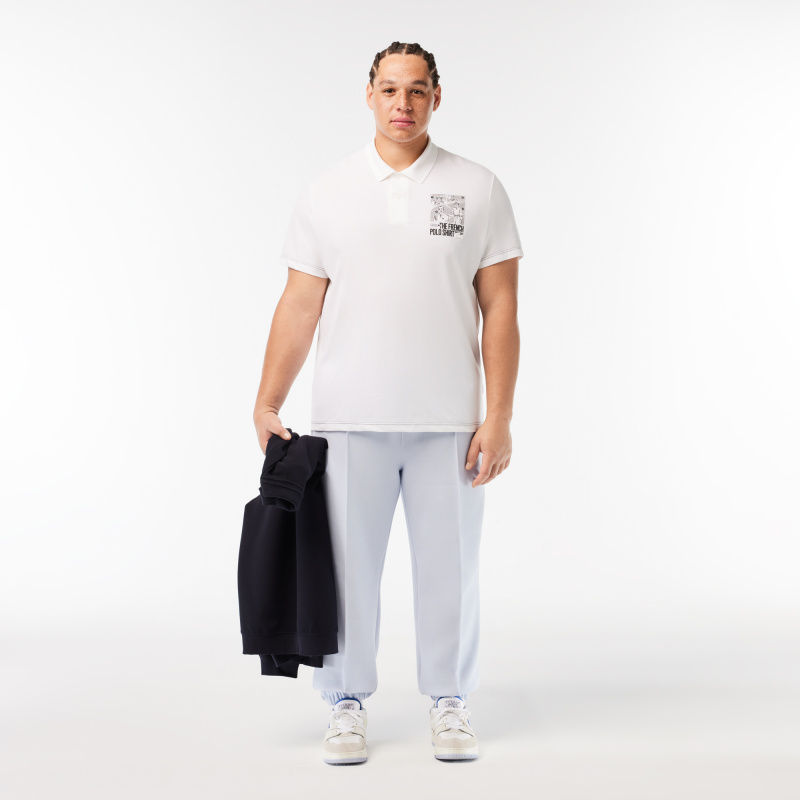 Мужское поло Lacoste с контрастным принтом