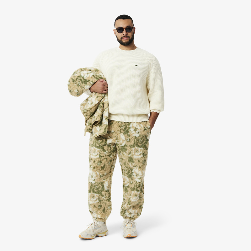 Мужской толстый шерстяной свитер Lacoste с круглым вырезом