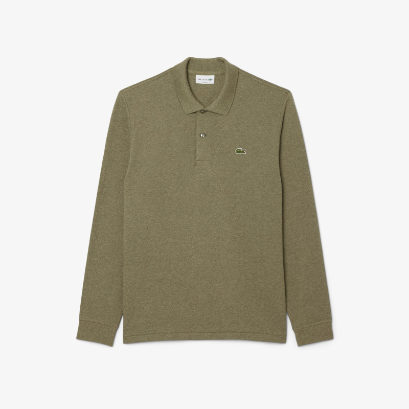 Мужское поло Lacoste L.12.21 классического кроя с длинным рукавом