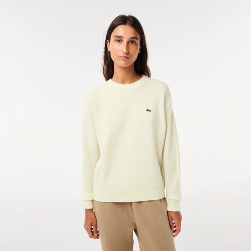 Женский шерстяной свитер Lacoste с круглым вырезом