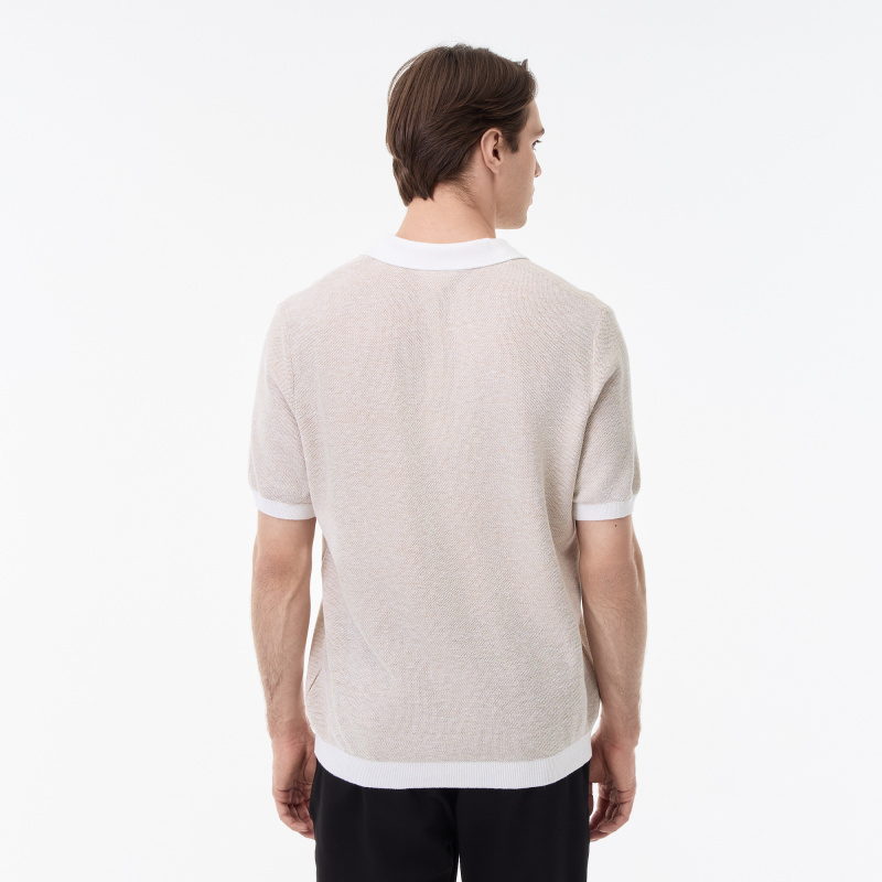 Мужское трикотажное поло Lacoste из смеси органического хлопка и льна