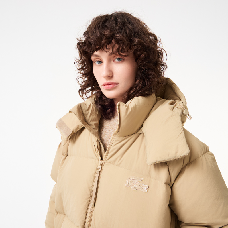 Женский длинный пуховик Lacoste с капюшоном