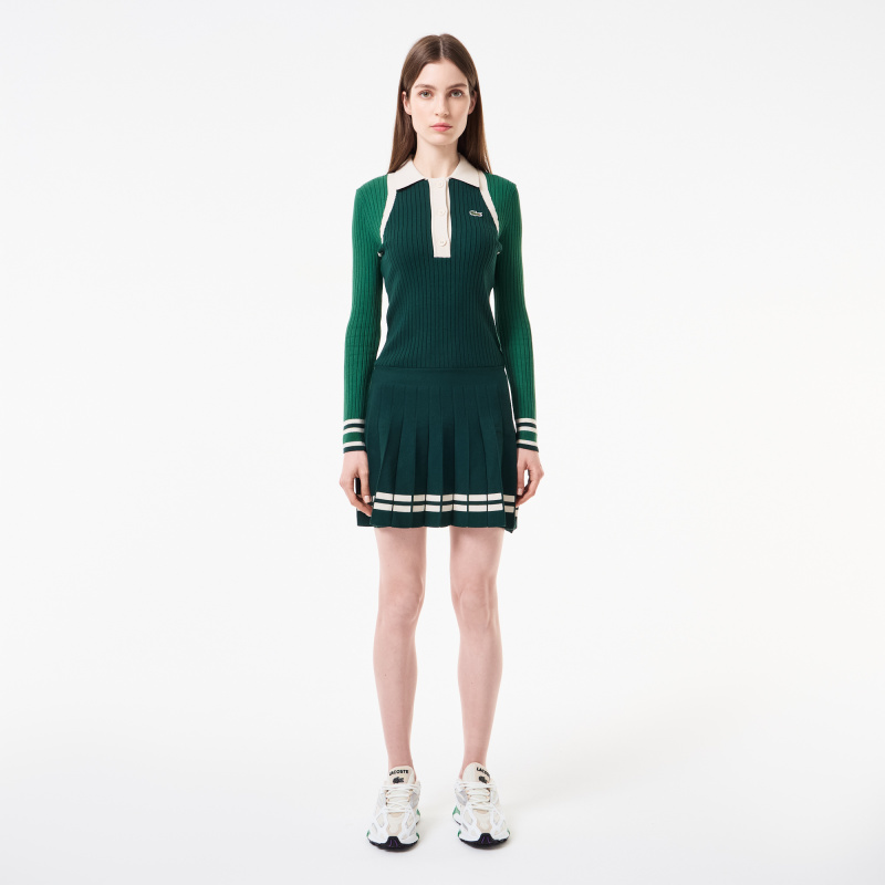 Женское эластичное платье Lacoste с длинным рукавом