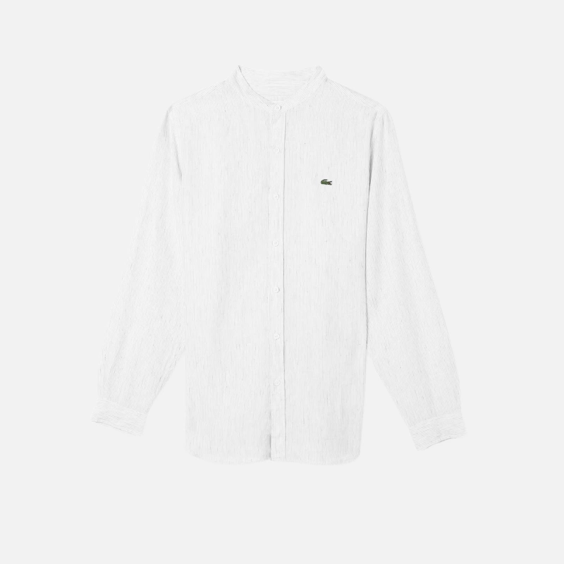 Мужская рубашка Lacoste без ворота в полоску из смеси льна