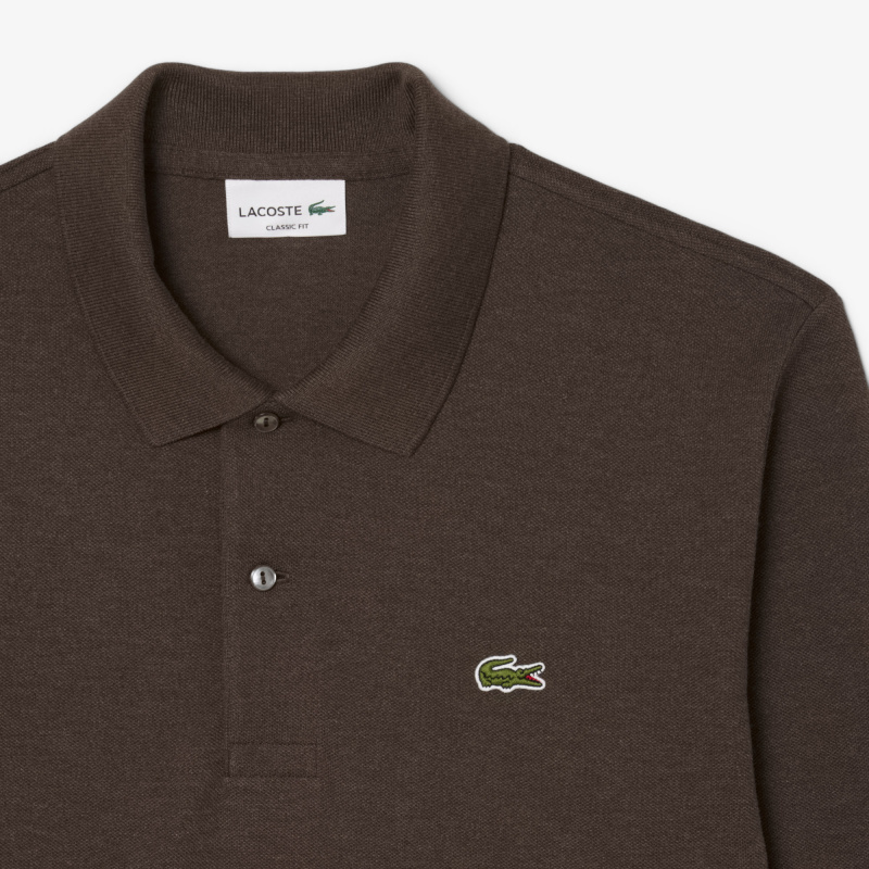 Мужское поло Lacoste L.12.21 классического кроя с длинным рукавом