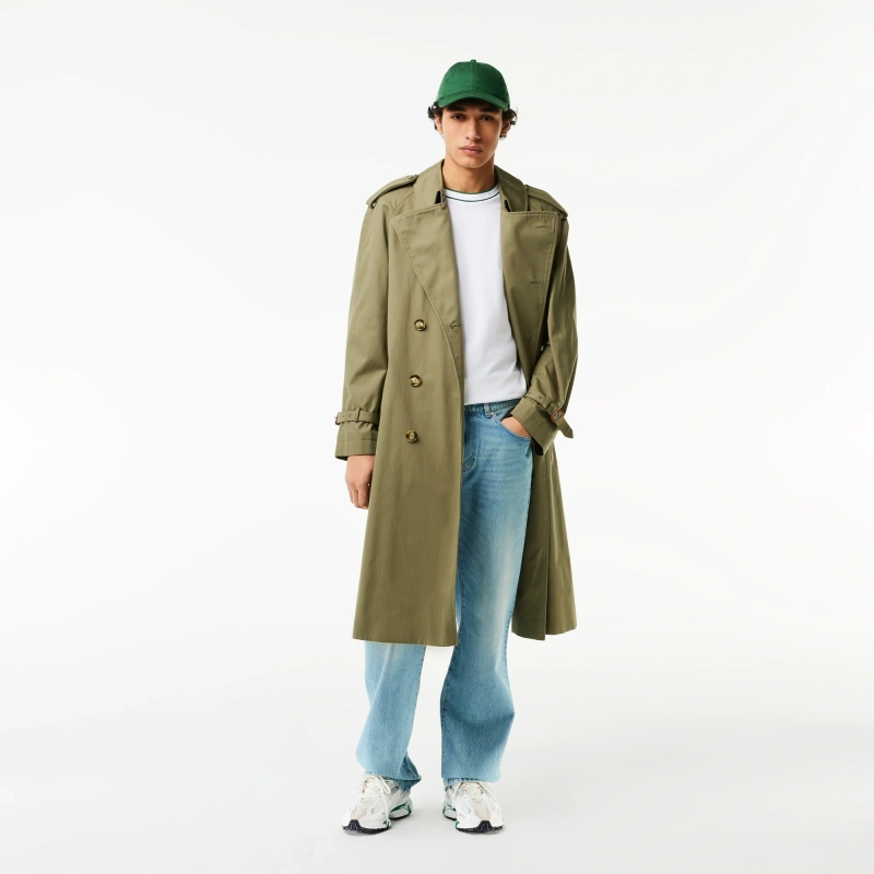 Мужская футболка Lacoste с воротником в полоску из эластичного хлопка